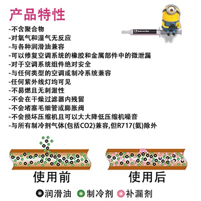 进口爱蕊康汽车 空调冷媒补漏剂 堵漏剂汽车维修自动修复补漏修补