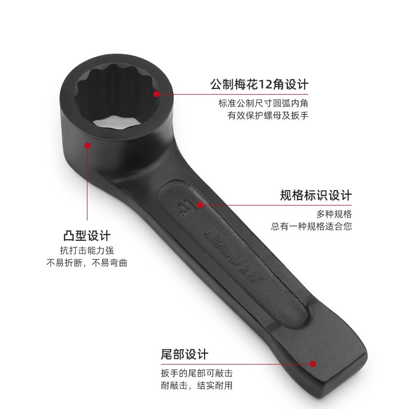 重型敲击型梅花扳手单头65加厚凸型工具36锤击41打击大号46 55 50