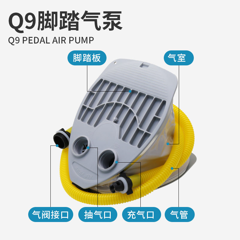 充气冲锋舟脚踏气泵皮划艇橡皮艇钓鱼船用便携充抽气两用脚踩气泵