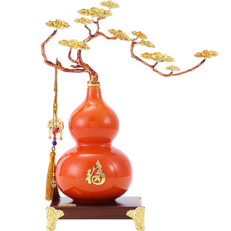 新年五福葫芦摆件高档陶瓷工艺品新中式玄关桌面装饰搬家入伙礼物