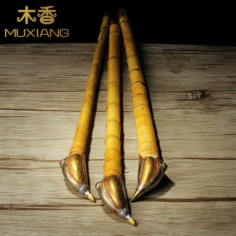 朝烟筒旱烟烟斗手工竹节杆老式传统竹根子男士专用烟草烟袋铜锅子