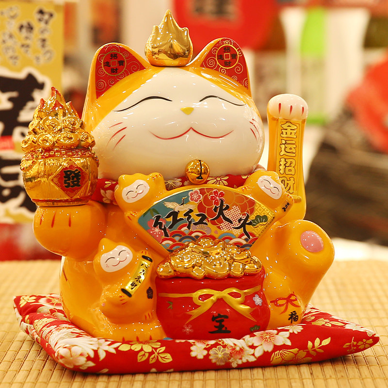 招财猫摆件生意兴隆电动自动摇手存钱罐收银柜台大号发财猫开业礼