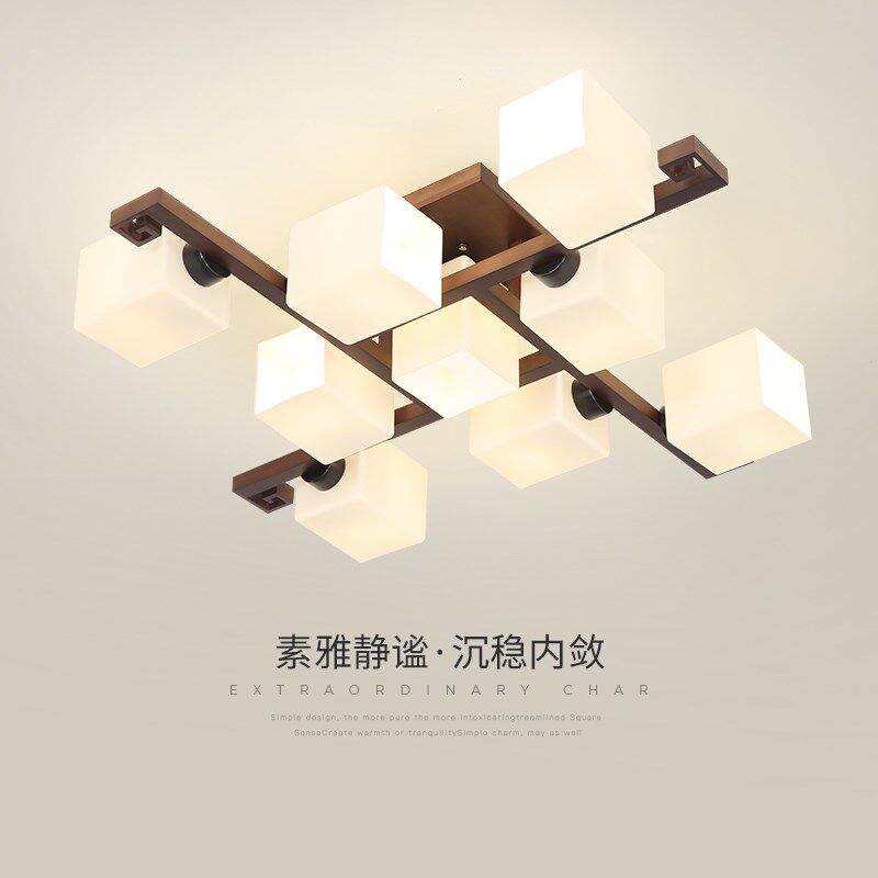 北欧吸顶灯客厅灯现代简约大气实木卧室灯温馨新中式大厅餐厅灯具