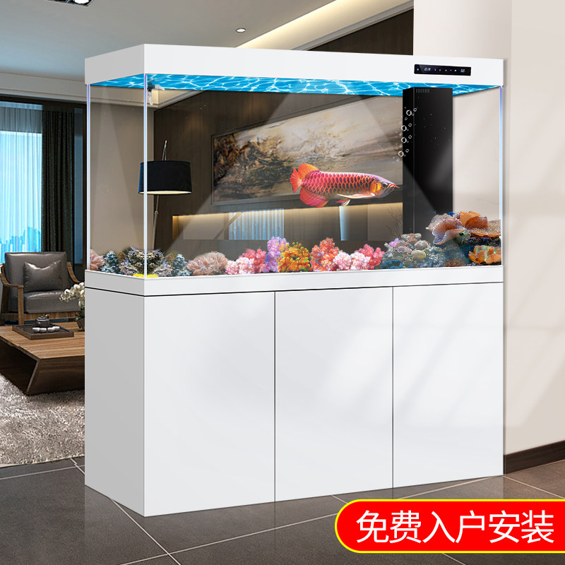 鱼缸底滤家用客厅2026新款落地龙鱼缸大型超白生态隔断屏风水族箱