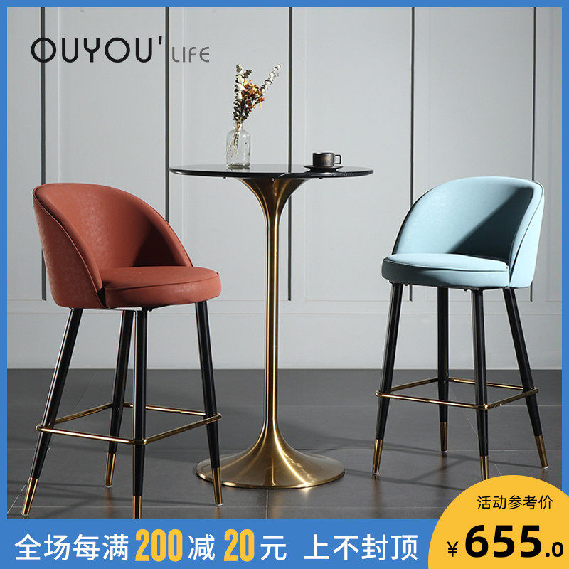 北欧大理石轻奢吧桌现代铁艺家用高脚桌简约创意咖啡厅实木高桌子