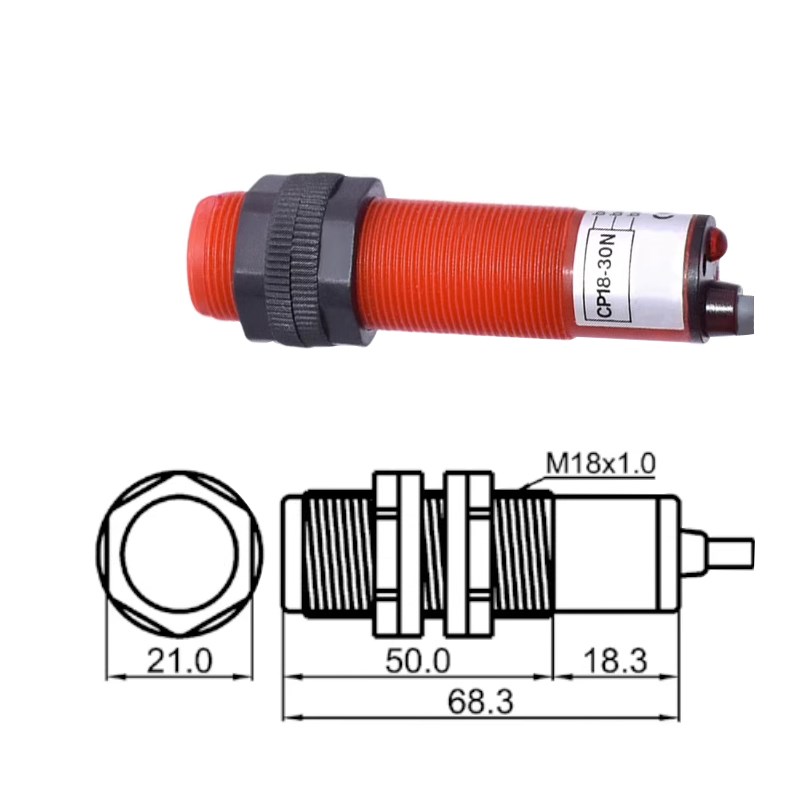 电容式接近开关CP18-30P-30N-30-NB-30PB/阳明料位传感器直流三线
