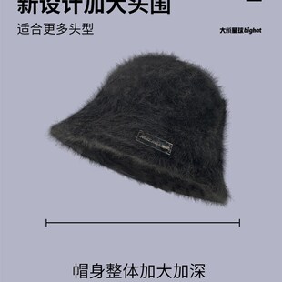 大头围鱼夫女帽渔夫帽洋气好看的女款冬季2024新款显脸小水桶盆帽