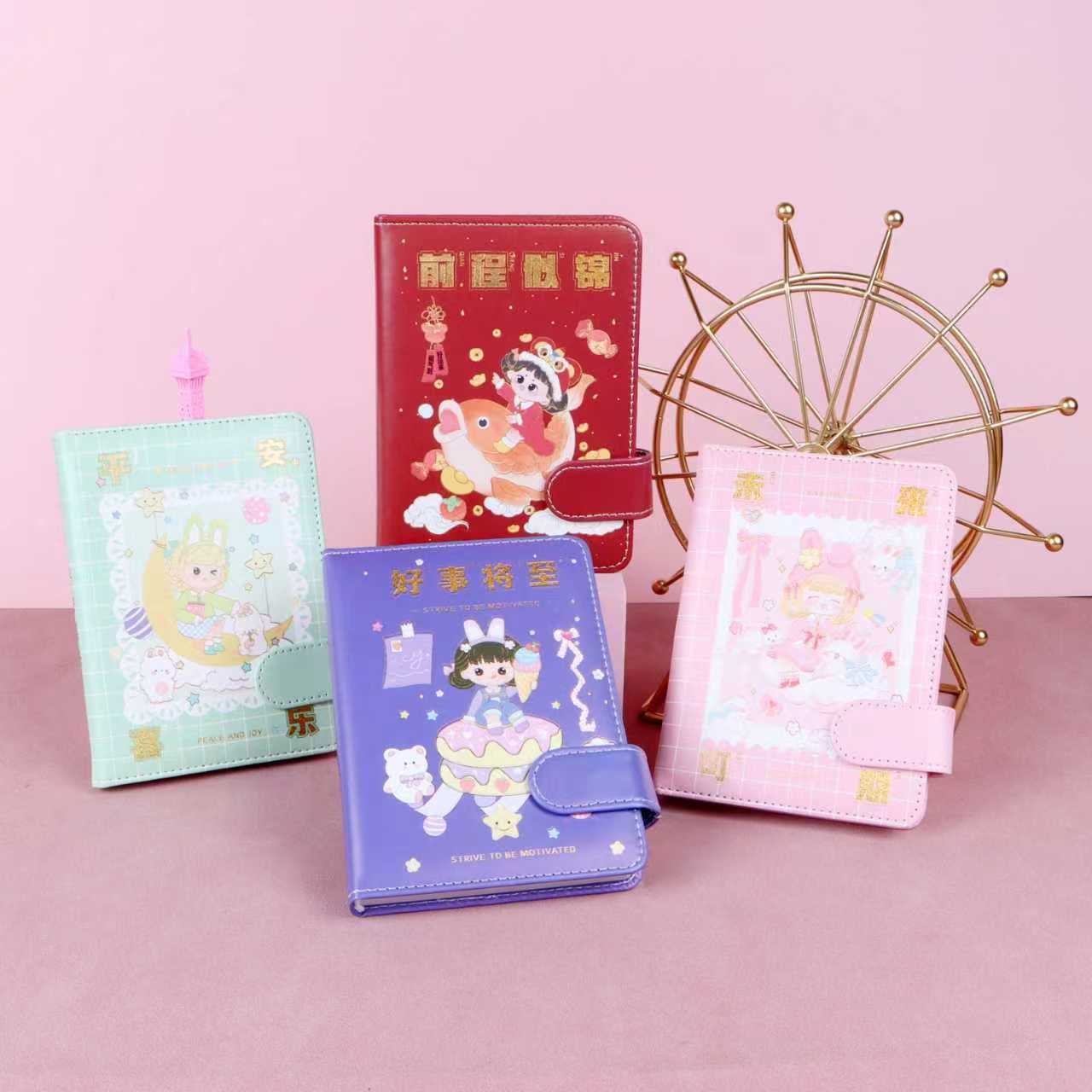64K软皮手帐本大磁扣可爱儿童女孩礼物记事笔记本减压彩页手账本
