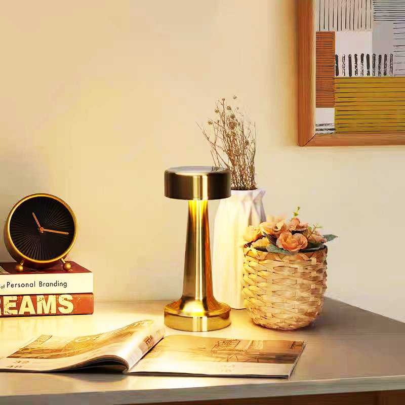 跨境金属哑铃复古台灯酒吧简约创意夜灯西餐厅氛围灯客厅小夜灯