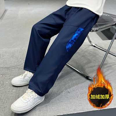 男童加绒加厚外穿冲锋裤防风御寒保暖抓绒软壳户外登山裤子春秋潮