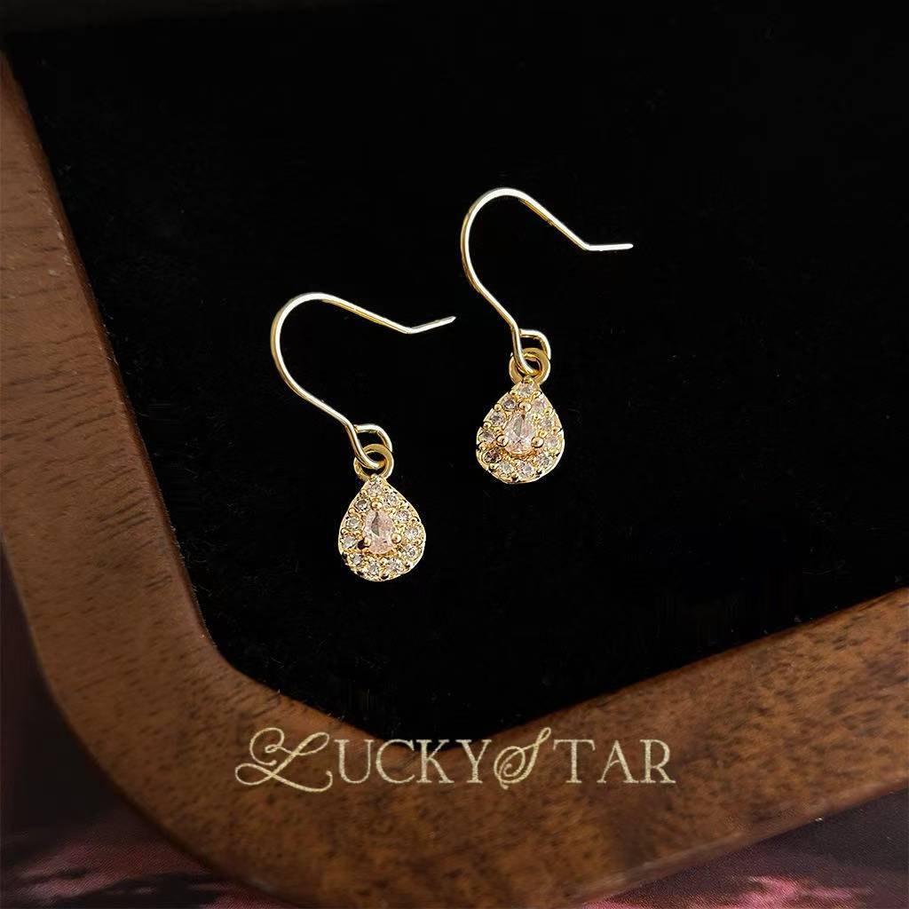 满锆经典水滴型925银针耳扣耳饰