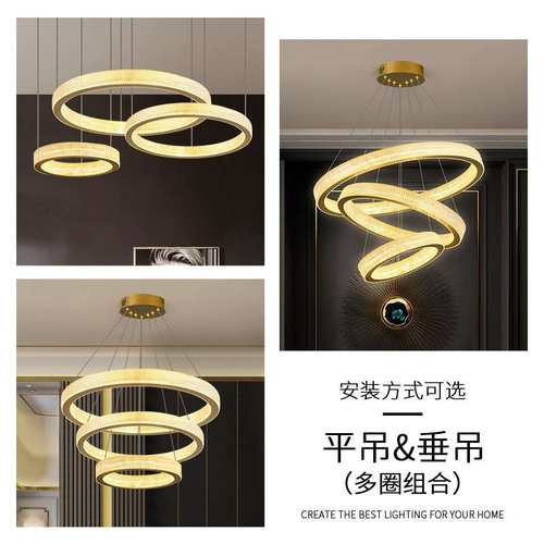 挑别墅客厅大吊灯复f式楼大厅简约空l楼o967t楼梯灯长吊灯中楼水