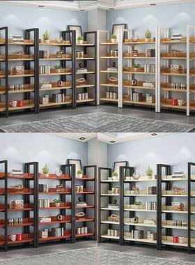 房间简TB-59453木书架落地易艺木架子多层木质货架置钢物架展示铁