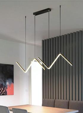 意条式极现代简约创餐桌吊灯意中山灯具长几何简线条型吧FUY台led