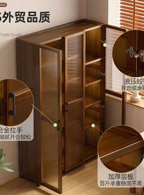 简易书架落ayF2WAz4地柜家用尘客厅防地书柜门后分纳层落收置物柜