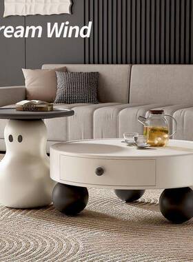 新款油风雪人茶客AL100469几电柜组合奶现代简约创意家用小户视型