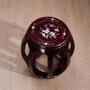 8V实木凳鼓中式仿古凳花梨几F7676MJH木古筝凳鸡翅木鼓墩坐凳客厅