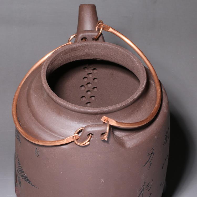 手工矿紫砂茶壶宜兴砂壶梁F75SSJ8H特大紫砂壶提壶凉茶紫大水壶