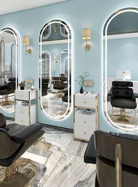 发店镜台美发店镜子发理廊专用LED灯网红壁挂简JXA约式欧式剪发带