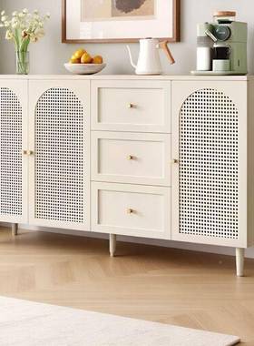 藤编边柜现代简约新31829储物柜家用厅客餐厅餐茶水柜中式厨房收