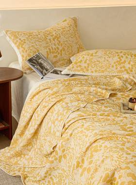 A全棉纱双层布大提花毯子PALS-ALS棉多功能休闲毯薄盖毯纯沙发毯