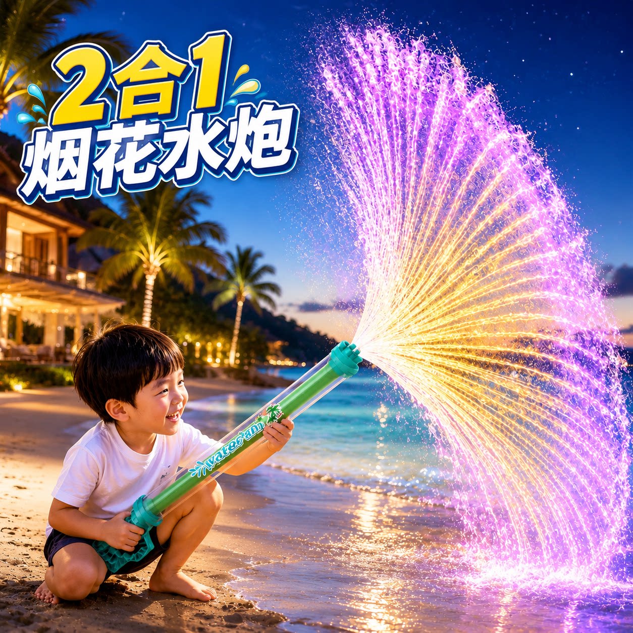 超大号2合1抽拉式烟花水枪图片