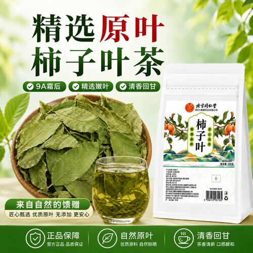 北京同仁堂朕皇柿子叶茶干霜后霜打柿子树叶新鲜干货