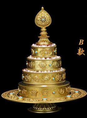 金萨文化 慧宝黄铜曼扎盘Ｂ款小号10cm曼茶盘配托37供修法五加行