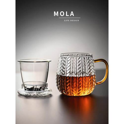 Mola.Wheat。茶具杯家用饮料杯办公室茶水分离耐热|小麦穗