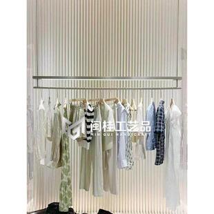 服装商店展示架展示道具灯与衣架悬挂侧衣架不锈钢衣架采购商店