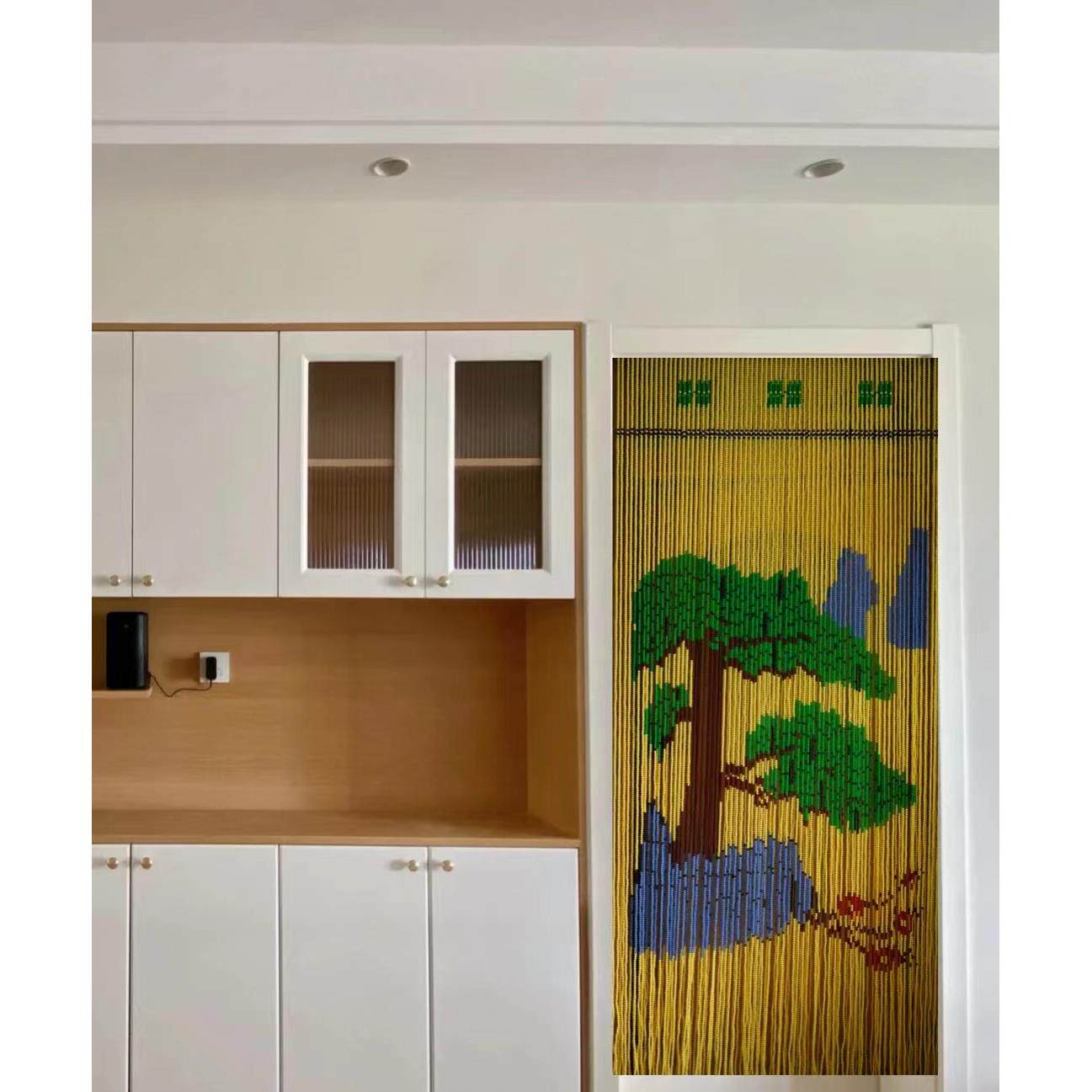 新款纯手工门帘玄关隔断珠帘挂帘家用屏风化妆室装饰卧室帘成品