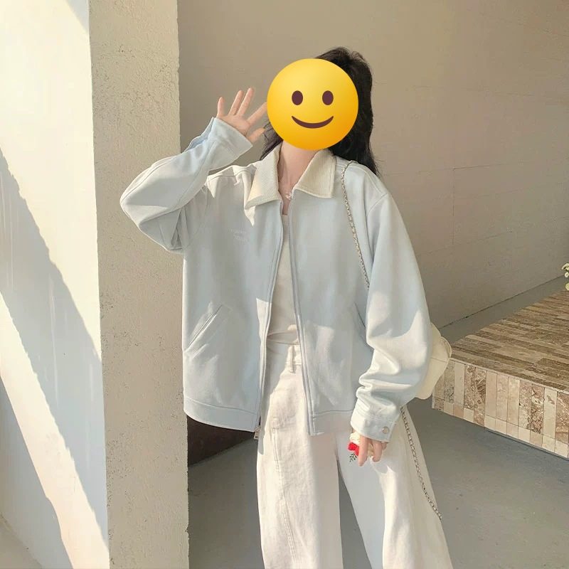 2025秋季新款设计感翻领工装外套女宽松bf慵懒风短款夹克休闲上衣,运动服/休闲服装,棒球服,淘宝优惠券,粉丝福利购,淘宝优惠卷