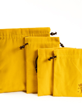 黄色纯棉麻文玩袋子加厚绒布袋束口袋佛珠寺庙手串收纳袋logo定制