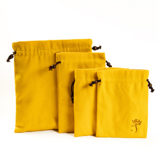 黄色纯棉麻文玩袋子加厚绒布袋束口袋佛珠寺庙手串收纳袋logo定制