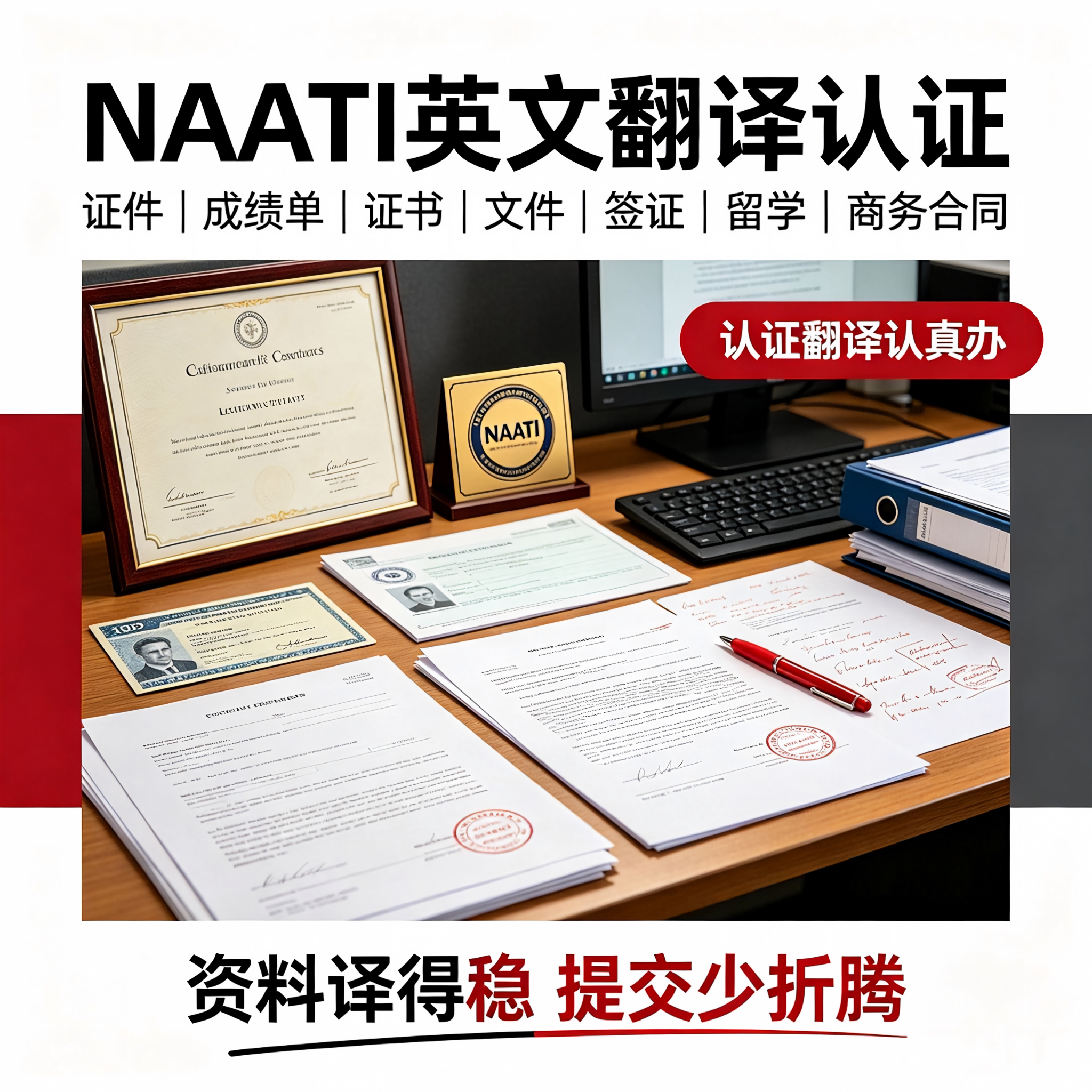 证件翻译公证英文英语成绩单证书文件签证留学natti翻译服务认证图片