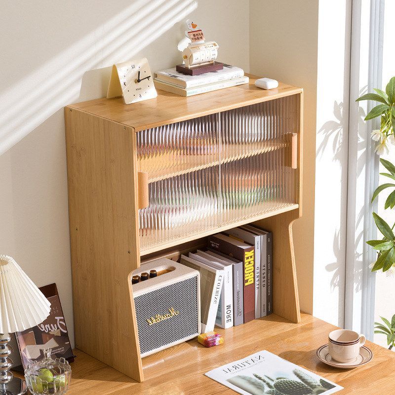 书架学生架子带门楠竹柜宿舍多层