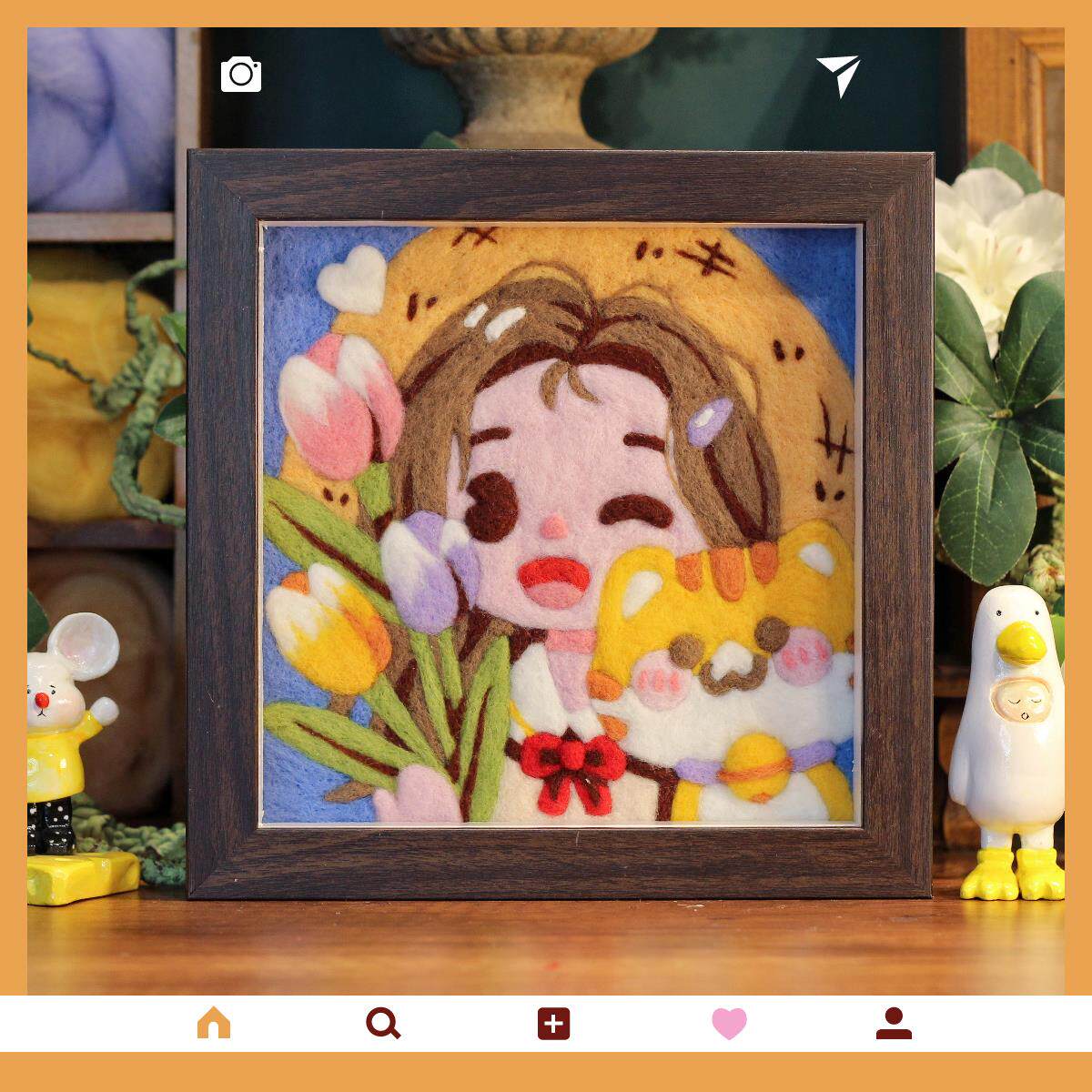 GZ6M捧花少女羊毛毡戳戳乐diy相框画材料包送闺蜜女友生日情人节