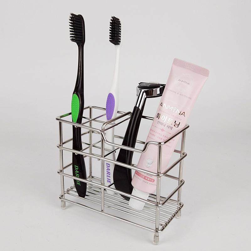 304不锈钢浴室置物架牙刷水杯架免钉钩粘钩浴室牙刷钩水杯挂架