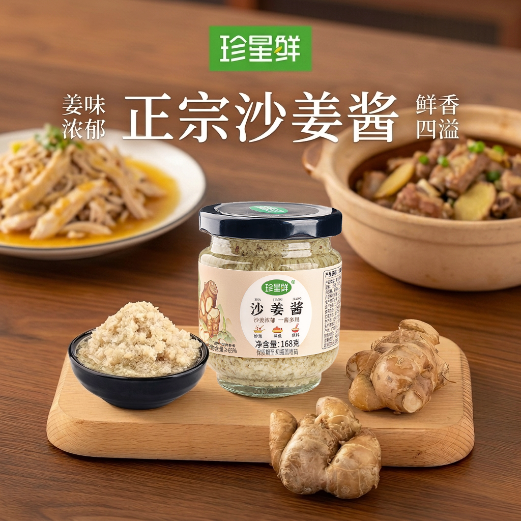 珍星鲜正宗沙姜酱白切鸡猪肚姜蓉蘸料瓶装广东生姜泥家用调味酱料
