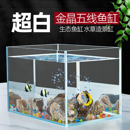 客厅五线自循环小型玻璃鱼缸金晶