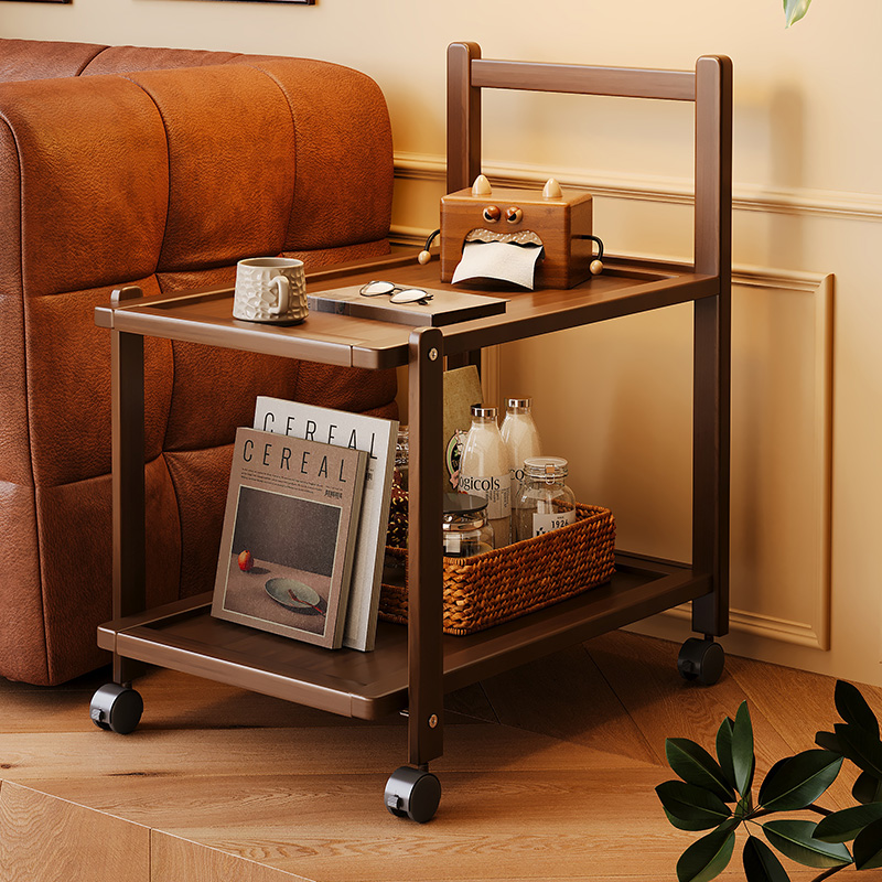 沙发边几可移动客厅小推车置物架带轮中古风小茶几家用简易小桌子