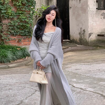 极速从一时刻【天使肌】马海毛针织外搭开衫女秋季V长款慵懒风披