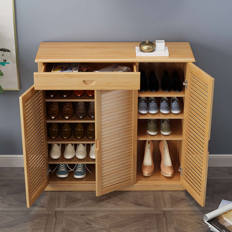 速发楠竹原木色鞋柜长80 一米 116宽34加高100 120cm二三四门抽屉