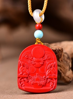 极速高含量天然红砂真r朱砂彩绘手绘大威德怖畏金刚配件百搭款