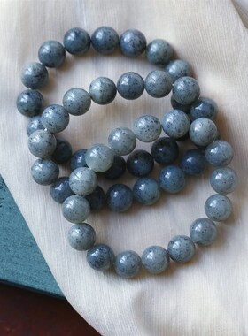 极速老油料超值 天然和田玉青花籽料圆珠款手链P 男女款玉石饰品A