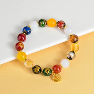 极速五台山香灰琉璃玛瑙五路财神手串新I中式民族风转运福纳女士