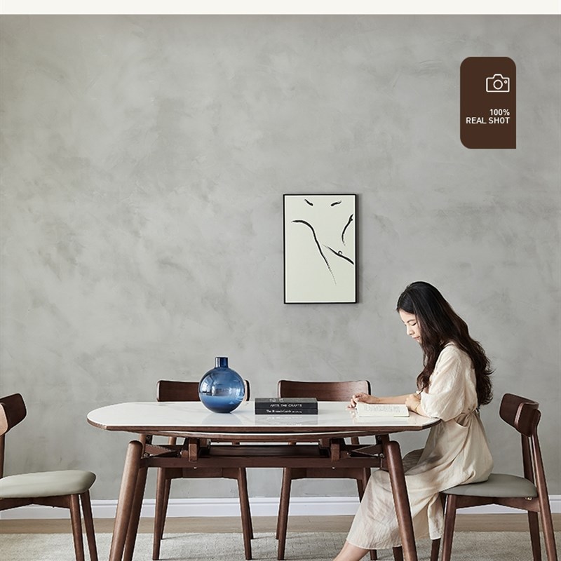 极速可伸缩折叠圆桌现代简约家用小户型多功能实木轻Y奢岩板餐桌