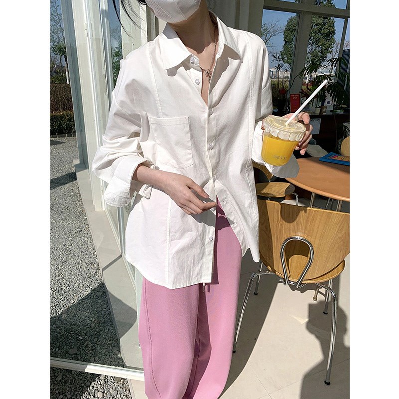 极速法式白色衬衫外套秋冬t2025新款设计感小众长袖衬衣宽松休闲