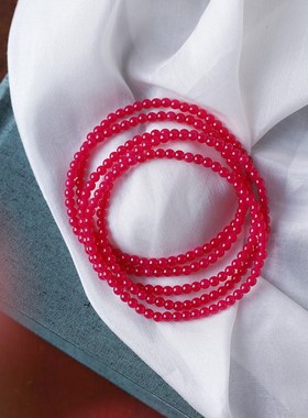 极速新烧红宝石红刚玉优化红宝石圆珠款手链 女款水X晶手链饰品礼