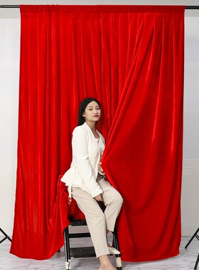 极速红色金d丝绒布中国红喜庆大红色红布新年婚礼喜事装饰布置布